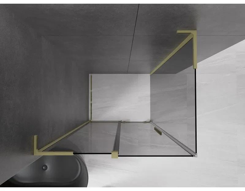 Mexen Velar L, sprchový kút s posuvnými dverami 120 x 100 cm, 8mm šedé sklo, zlatá matná, 871-120-100-43-55