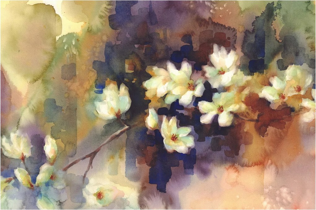 Obraz - Biele magnólie, maľba (90x60 cm)