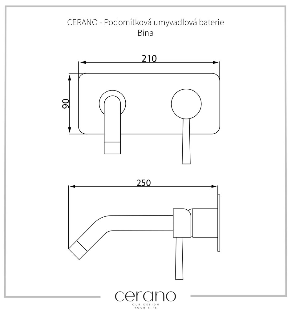 Cerano Bina, umývadlová batéria pod omietku, chrómová, CER-CER-423502