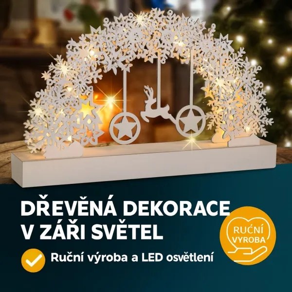 LED Vianočný oblúk – vločka, biely