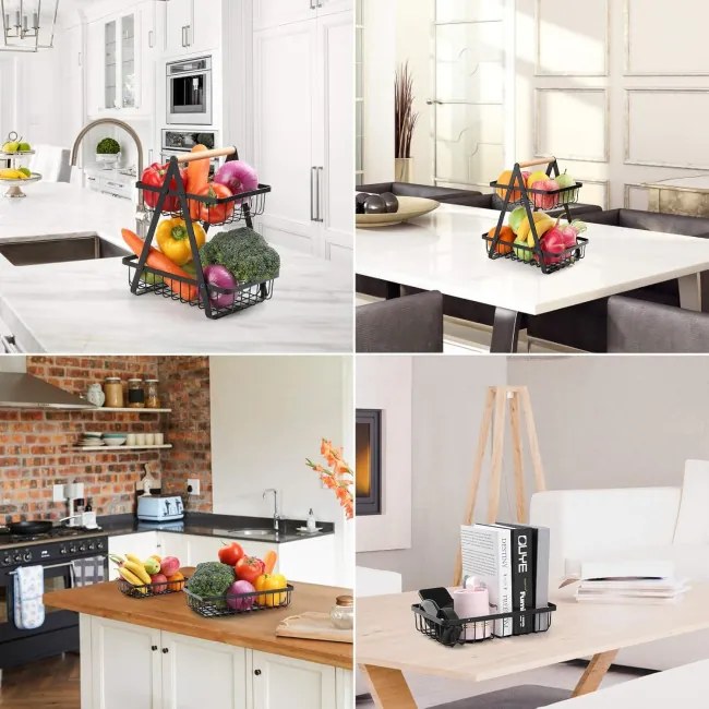 Košík na ovocie PULOS 2 úrovne čierny