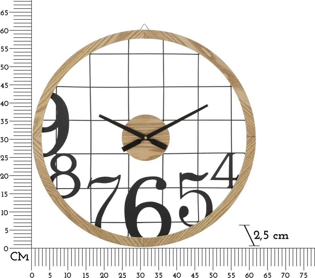 Nástenné hodiny Číslice 60 cm čierne/hnedé
