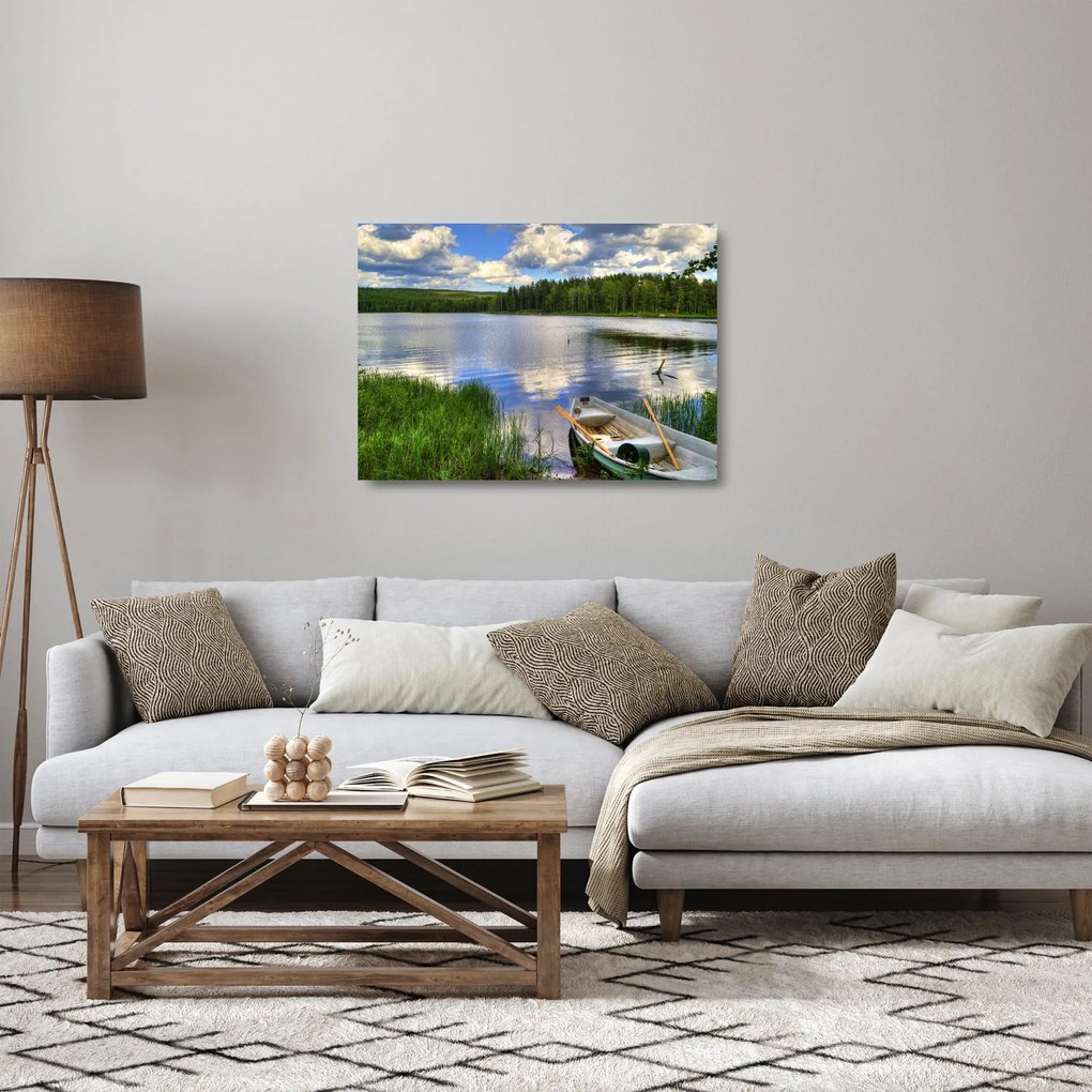 Sklenený obraz - Malebná dedina (70x50 cm)