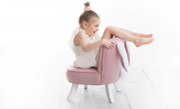 Dětské křeslo ušák růžová - Biela, 25 cm