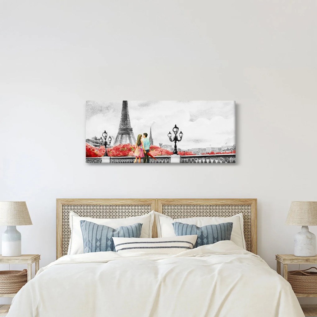 Obraz - Milenci v Paríži (120x50 cm)