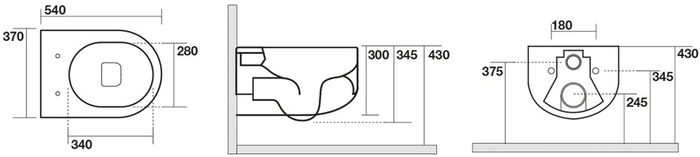 Kerasan Kerasan, FLO závesná WC misa, Rimless, 37x54 cm, biela, 311101