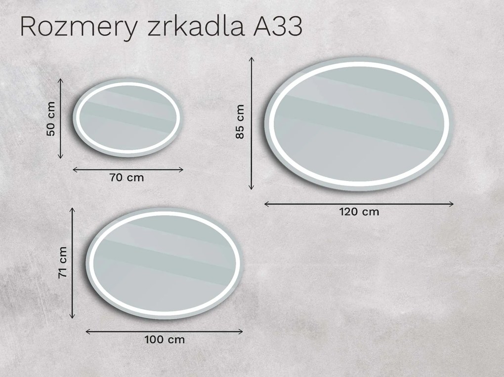 Oválné zrkadlo s LED osvetlením A33 120x85