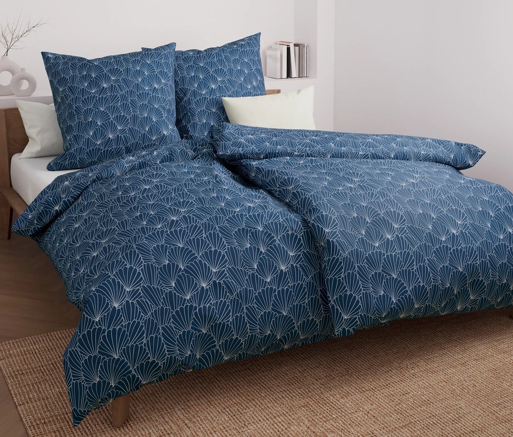 Posteľná bielizeň z mikrovlákna, mušle, modrá, štandardná veľkosť