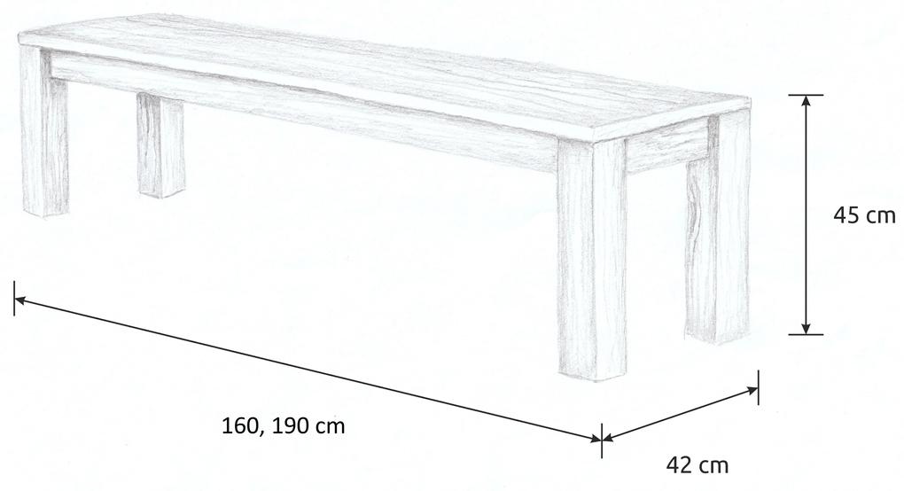 Wooded Jedálenská lavica Chicago z masívu DUB 190x42x45cm