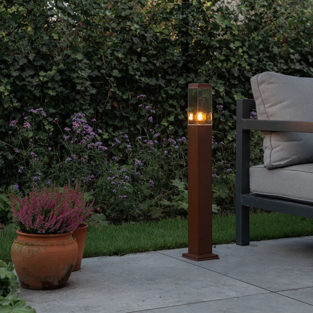 Inteligentné vonkajšie stĺpikové svietidlo hrdzavohnedé 80 cm vrátane WiFi P45 - Malios