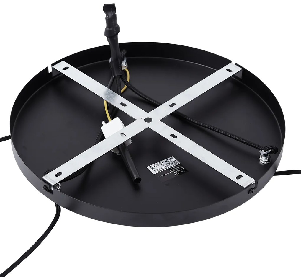 Retro závesná lampa čierna s oranžovým sklom 3-svetlá - Denise