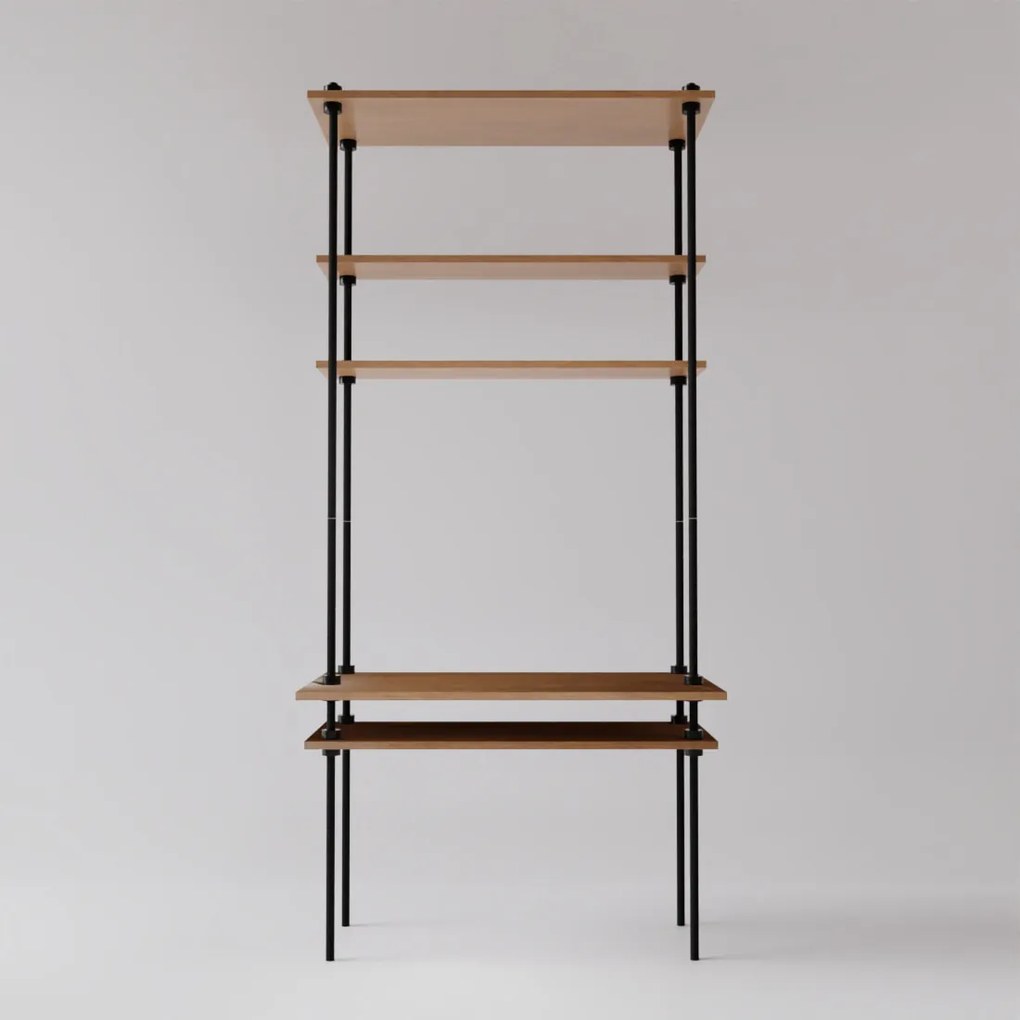 Regál s písacím stolom DECO s 5 policami, 185x85x35/52,5 cm