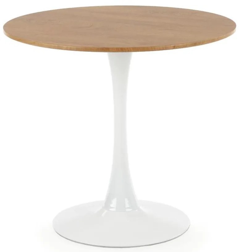 Stôl Sting 80 Mdf/Oceľ – Dub Zlatá/Biely