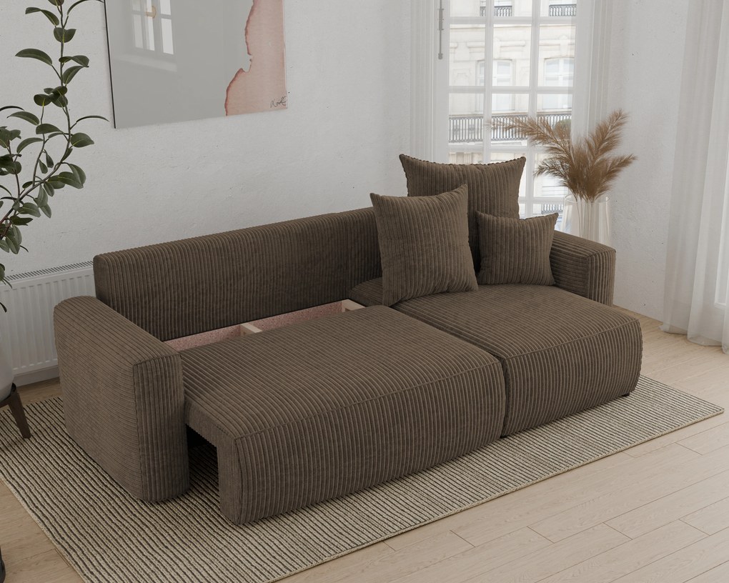 Rohová sedačka Denia (P) (tmavohnedá). Akcia -20%. Vlastná spoľahlivá doprava až k Vám domov. 1133112