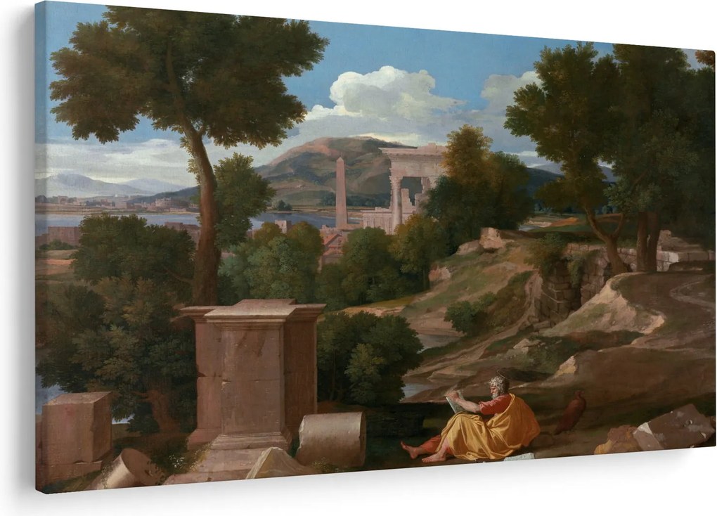 Obraz - Nicolas Poussin, Landscape with Saint John on Patmos, reprodukcia (90x60 cm)