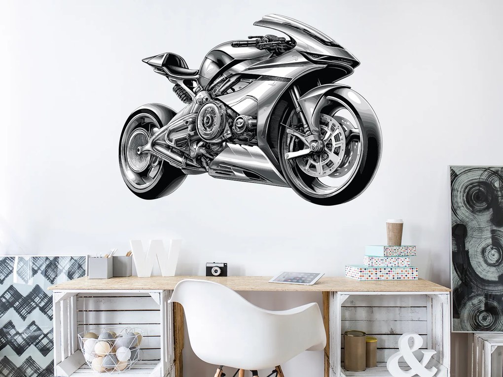 Hitech motorka textilní prelepiteľná nálepka na stenu hárok 46 x 33 cm
