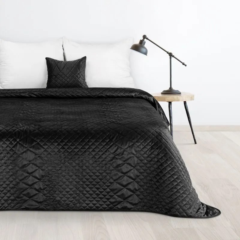 Dekorstudio Zamatový prehoz na posteľ LUIZ3 v čiernej farbe Rozmer prehozu (šírka x dĺžka): 170x210cm