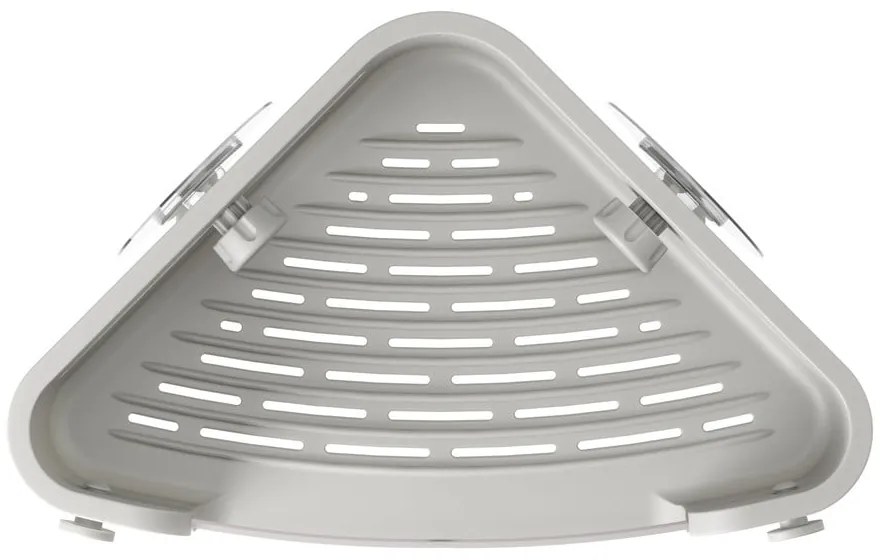 Sivá rohová samodržiaca kúpeľňová polička z recyklovaného plastu Flex Adhesive – Umbra