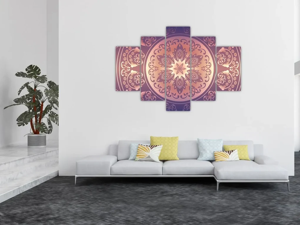Obraz - Mandala na fialovom gradiente (150x105 cm)