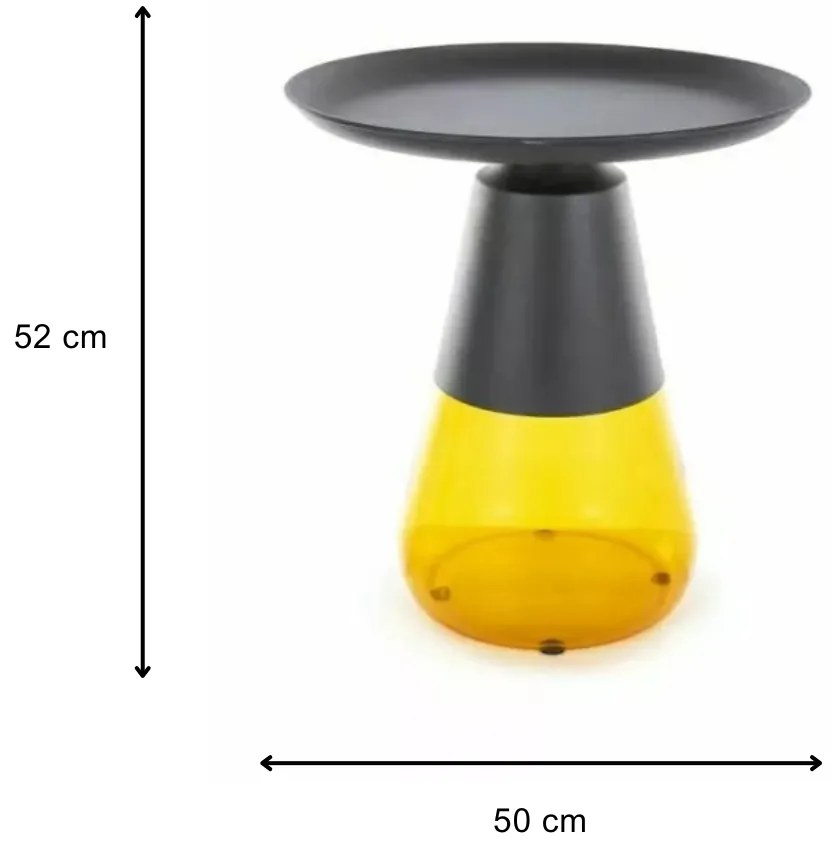 Odkládací stolek Tiffany 50 cm žlutý/černý mat