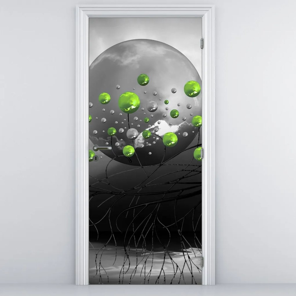 Fototapeta na dvere - Zelené abstraktné gule (95x205cm)