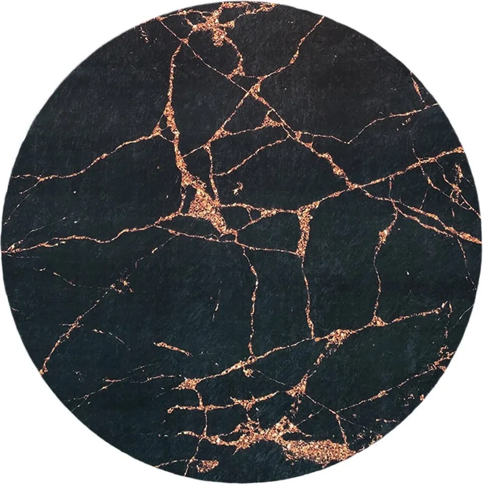 BE Koberec Porte 2007 Koło BLACK GOLD – čierny okrúhly Rozmer: 80 cm