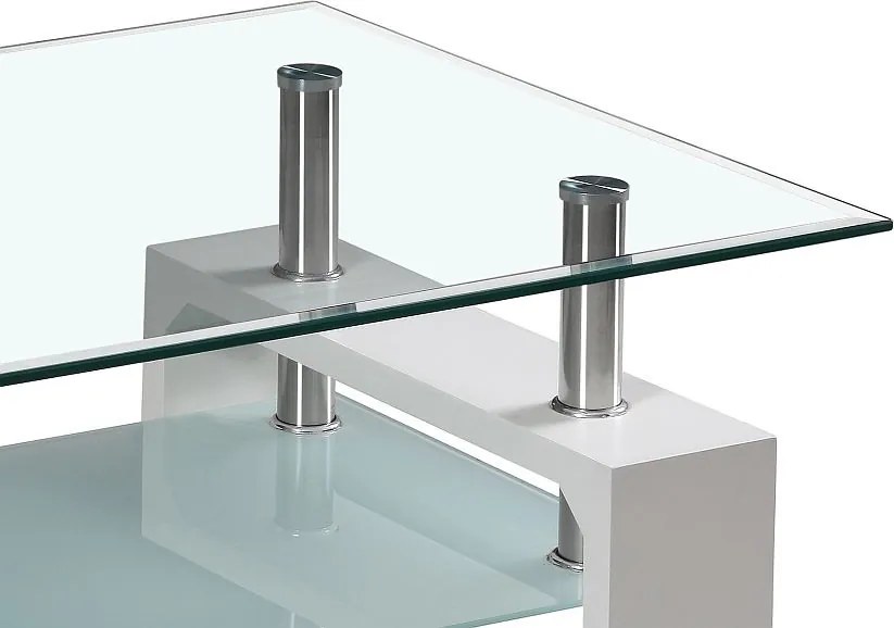 Konferenčný stolík Bolero, biely/sklo