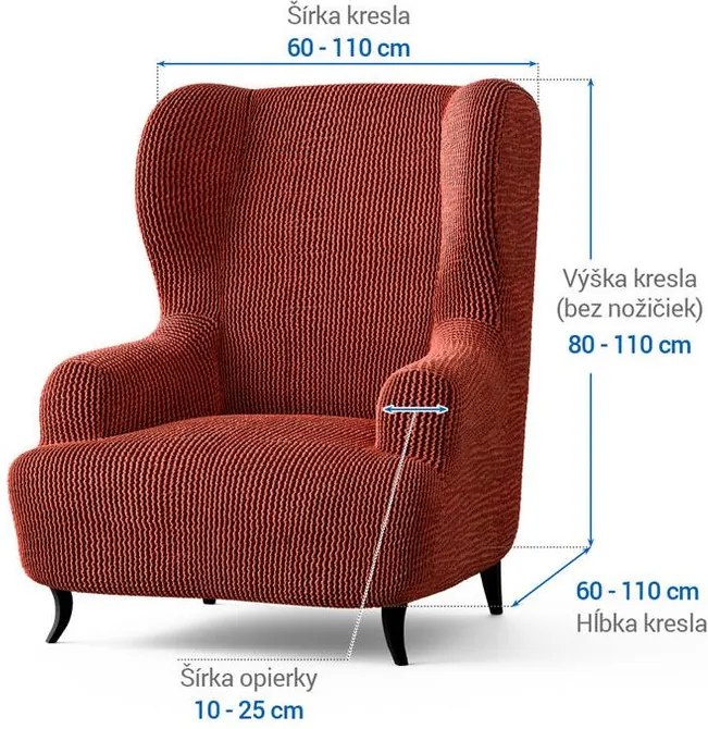 Bielastické poťahy COSTINA medená kreslo ušiak (š. 60 - 110 cm)