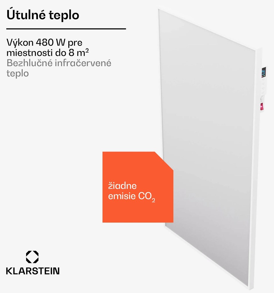 Klarstein Wonderwall Air Smart 480, infračervený ohrievač, 50 x 90 cm, 480 W, aplikácia