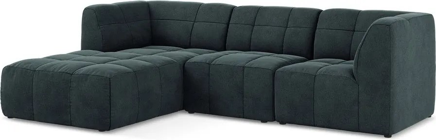 Modrá zamatová rohová pohovka (ľavý roh/s leňoškou) Aloha – Makamii