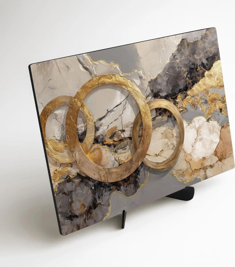 DUBLEZ | Luxusný abstraktný obraz - Zlaté prstence