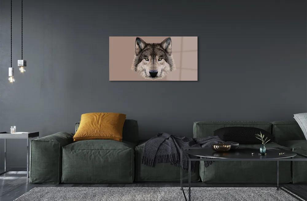 Sklenený obraz maľované vlk 140x70 cm