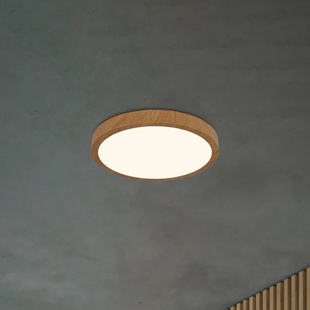 Stropné LED Runa Wood drevený vzhľad 3 000K Ø 28cm