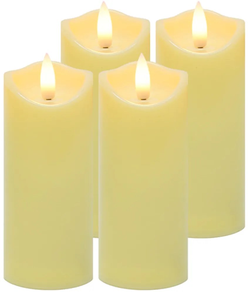 LED stĺpová sviečka RUHHY 12,5 cm béžová, sada 4 ks