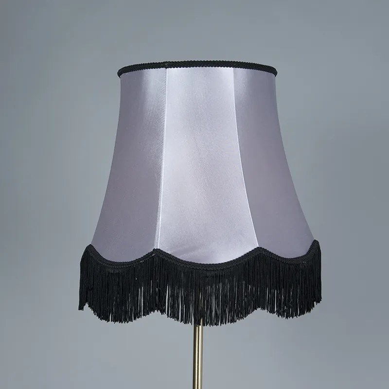 Stojaca lampa mosadzná s tienidlom Granny čierna-šedá 45 cm - Kaso