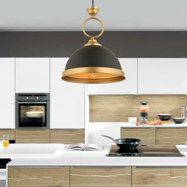 Závesný luster na lanku MONZA 1xE27/40W/230V, pr. 30 cm, čierna/bronzová