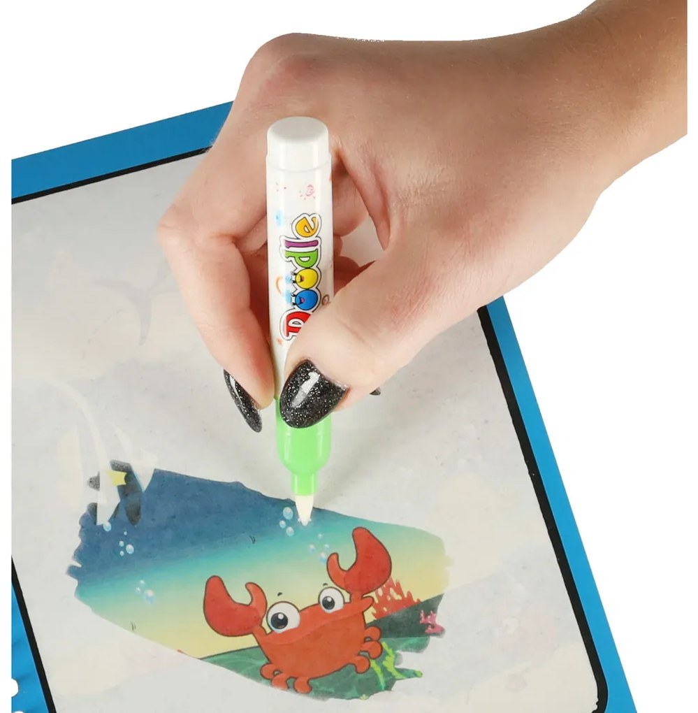 KIK Modrá vodná kniha s fixkou – omaľovánka morské živočíchy pre deti, bez škvŕn