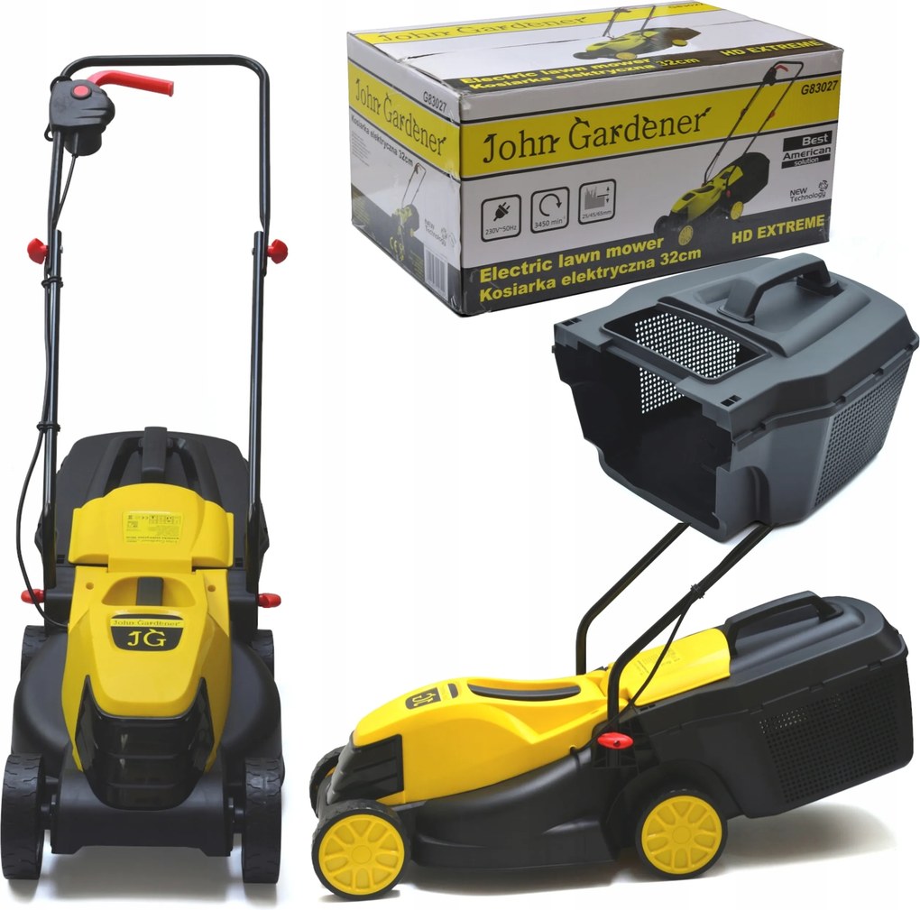 Elektrická kosačka na trávu 1300 W s nožom 32 cm, ľahká, 30 l, Regulácia