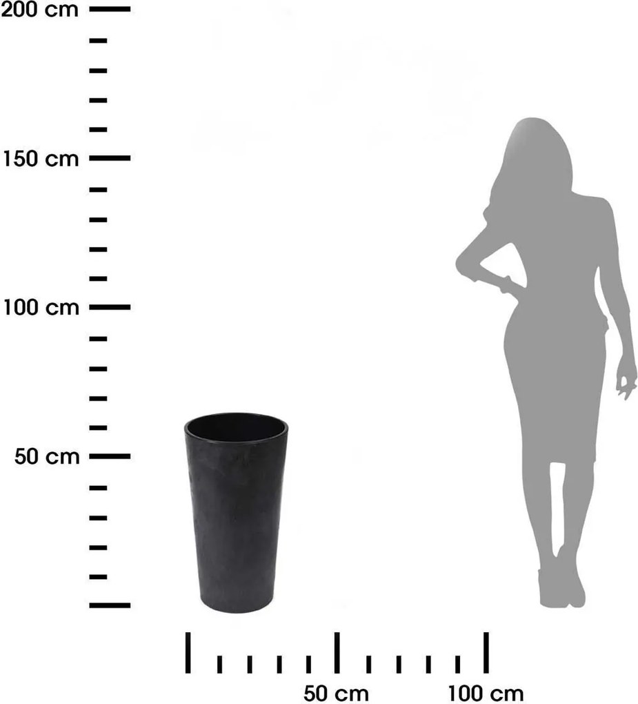 PLASTOVÝ KVETINÁČ URBANIKA 57X30 CM IMITÁCIA BETÓNU ČIERNA