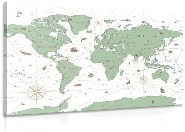 Obraz mapa v zelenom prevedení