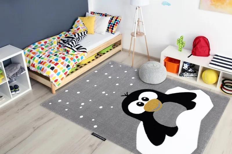 styldomova Detský sivý koberec PETIT tučniak