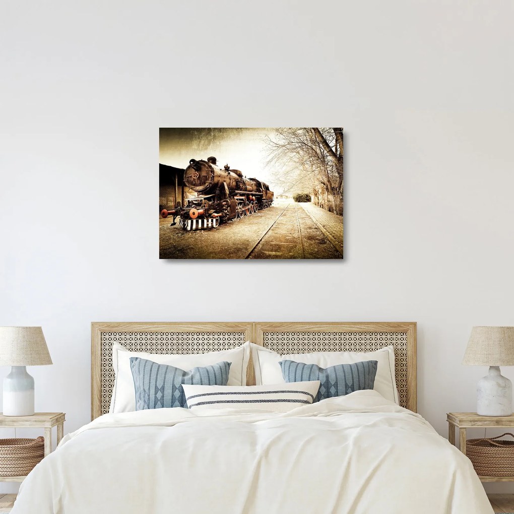 Sklenený obraz - Historická lokomotíva (70x50 cm)