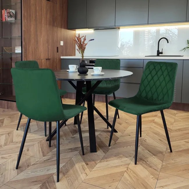 Jedálenská stolička DEXTER zamatová, tmavozelená