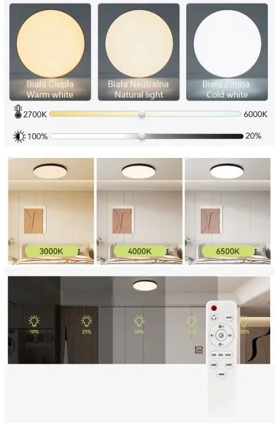 LED Stmievateľné stropné svietidlo LED/60W/230V 3000-6500K pr. 60 cm čierna + DO