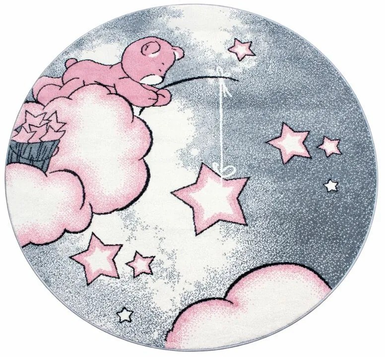 Ayyildiz, Kusový koberec Kids 580 pink kruh, 120x120 (priemer) kruh, ružová, detská izba