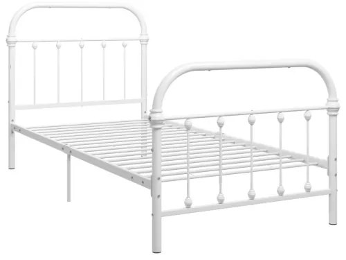 vidaXL Posteľný rám biely 100x200 cm kovový-