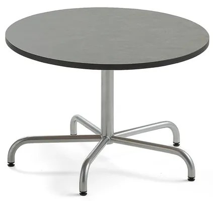 Stôl PLURAL, Ø900x600 mm, linoleum - tmavošedá, strieborná