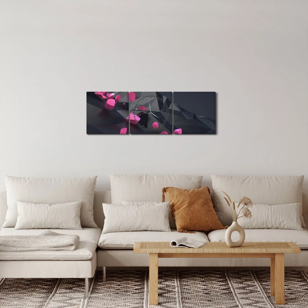 Obraz 3D abstrakcie (s hodinami) (90x30 cm)