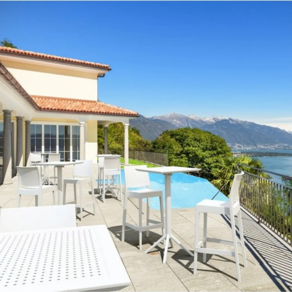 MAYA BAR 75 záhradná barová stolička white