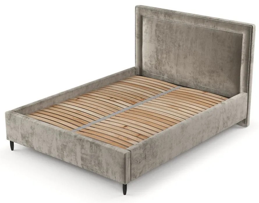 Béžová čalúnená dvojlôžková posteľ s úložným priestorom s roštom 180x200 cm Baleine – Maison de Rêve